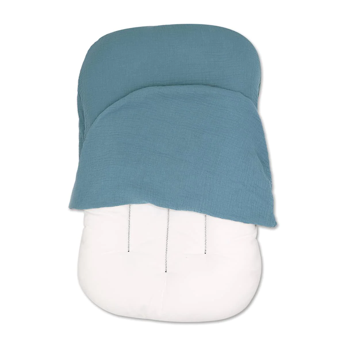 HOOYAX muslin baby lounger cover soft organic cotton slipcover fits newborn lounger for baby boys and girls (blue)