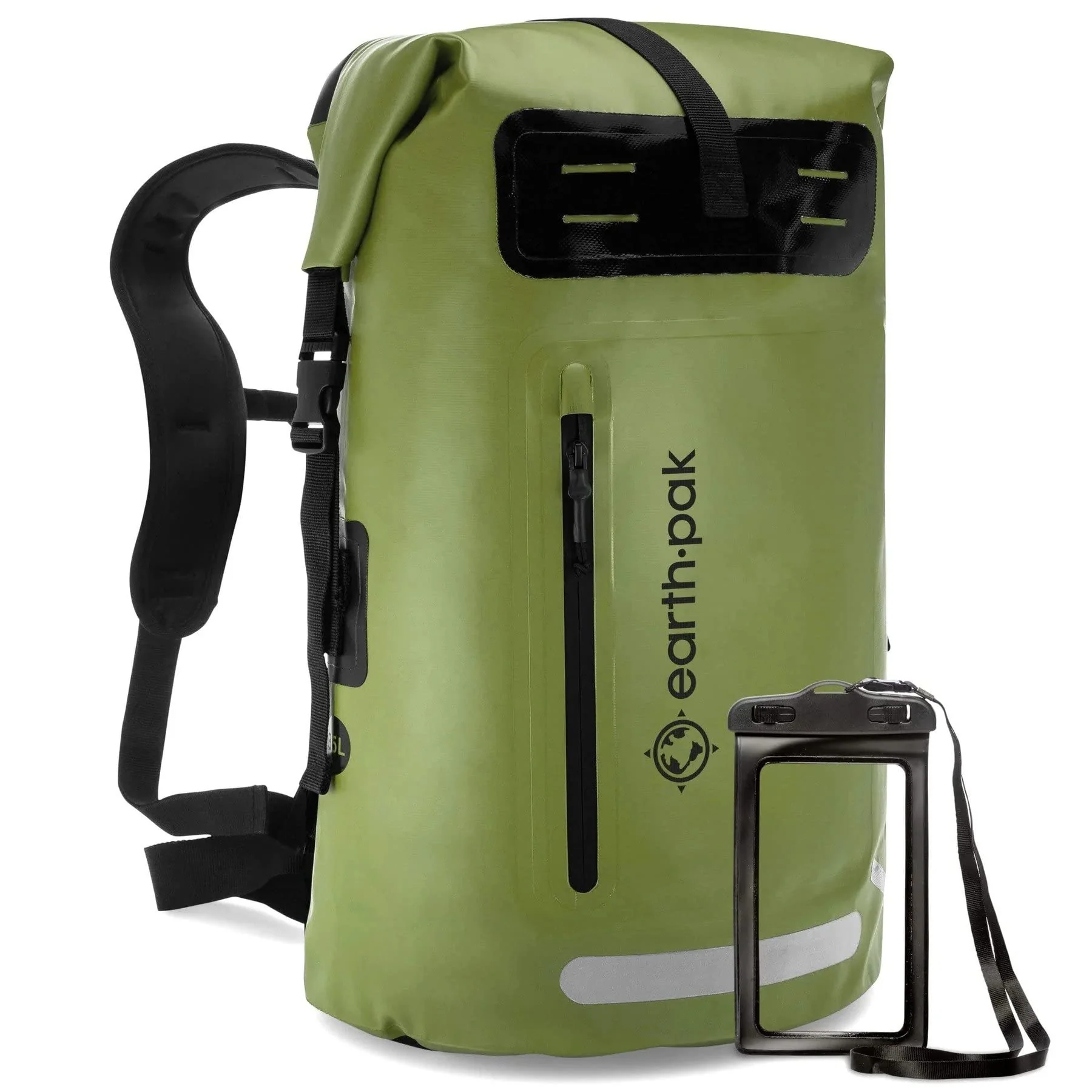 Earth Pak Waterproof Backpack: 35L  55L  85L Heavy Duty Roll-Top Closure With Easy Access Front-Zippered Pocket And Cushioned Pa