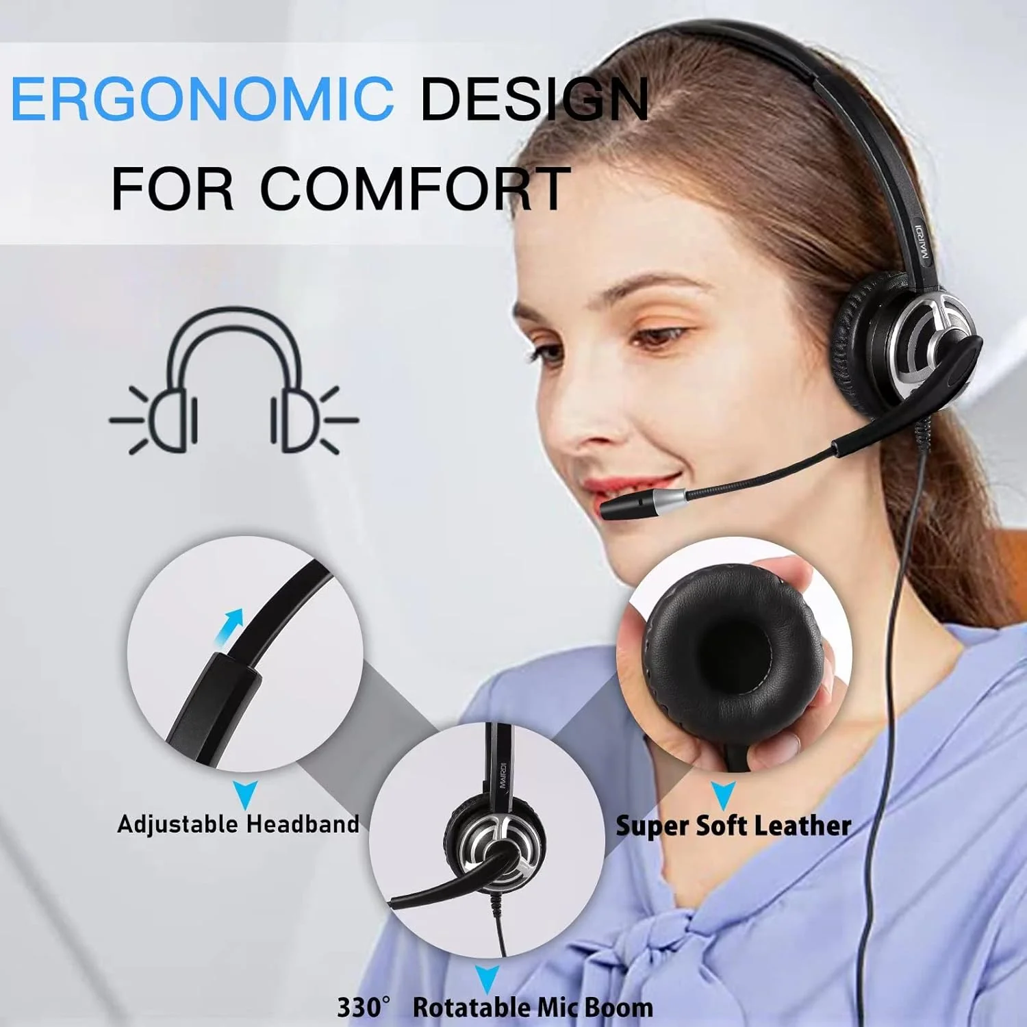 Zell Electronics Zell Usb Headset With Microphone For Computer, Pc Headset With Mic Noise Canceling For Laptop Teams Zoom Office Call Center V…
