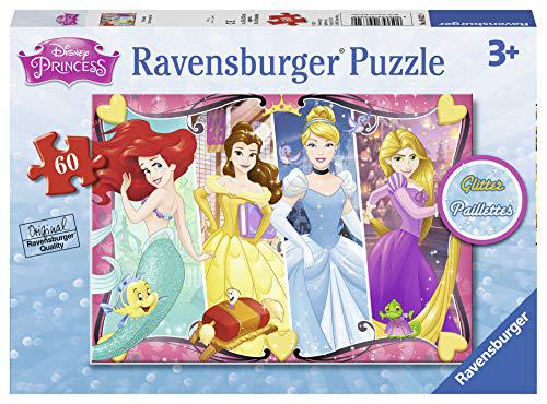 ravensburger - disney princess heartsong 60 piece glitter jigsaw puzzle for kids - every piece is unique, pieces fit together