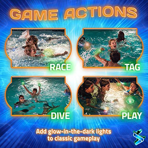 Starlux Games swimming pool party set: dive toys and pool toys that glow in the dark | summer toys for kids ages 8-12+, 1-8 players | play