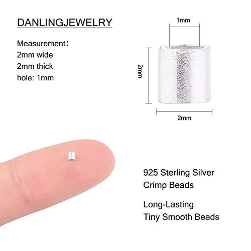 danlingjewelry 50 pcs 925 sterling silver beads crimp beads for jewelry making findings 2mm