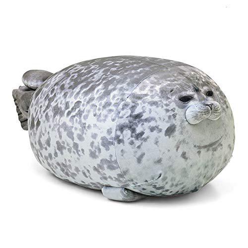 Gianthairball cute blob seal pillow, chubby seal plush hug pillow soft stuffed animal toy (gray,24