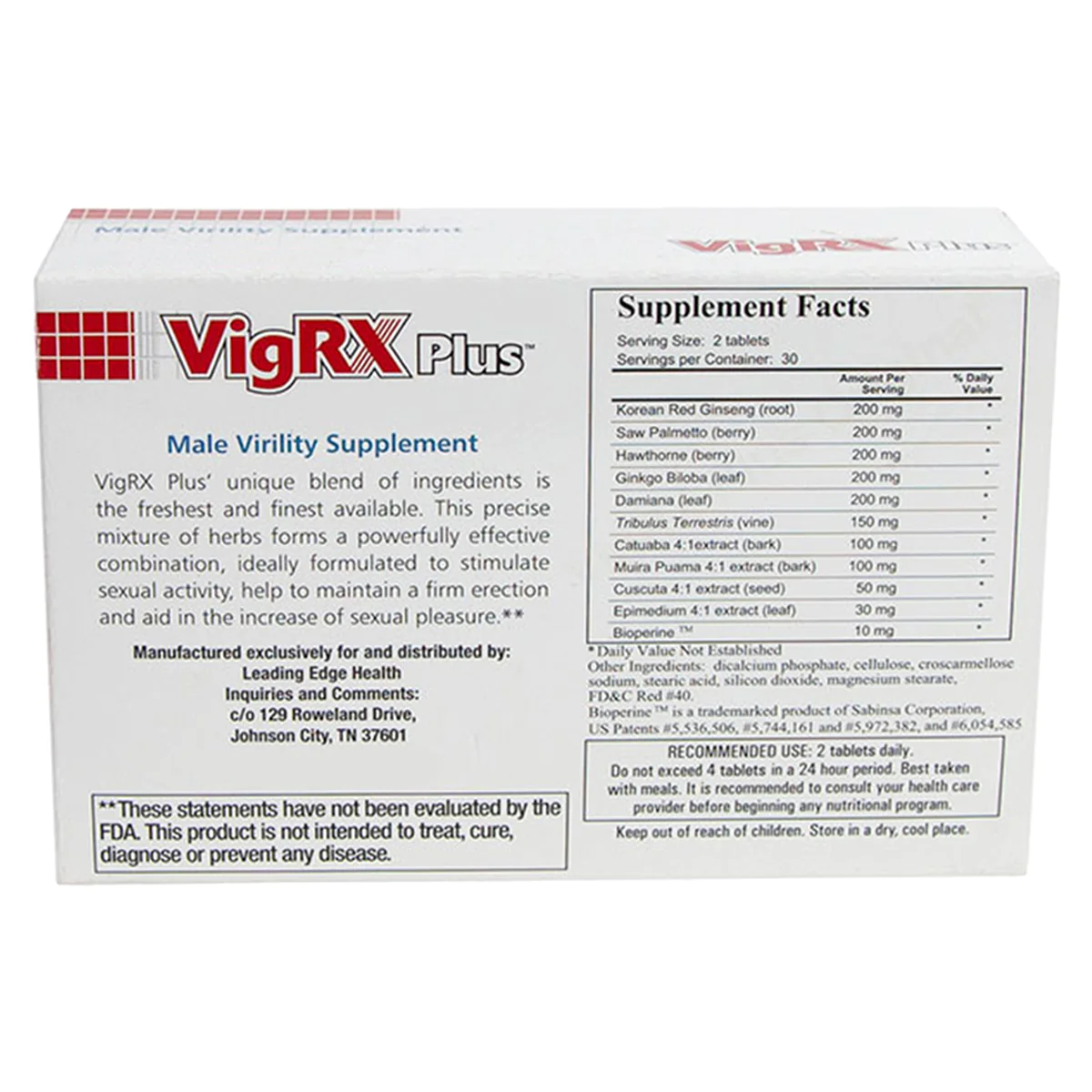 Leading Edge Health VigRx Plus - 3 Month Supply - 60 Capsules each; Oral Herbal Supplement