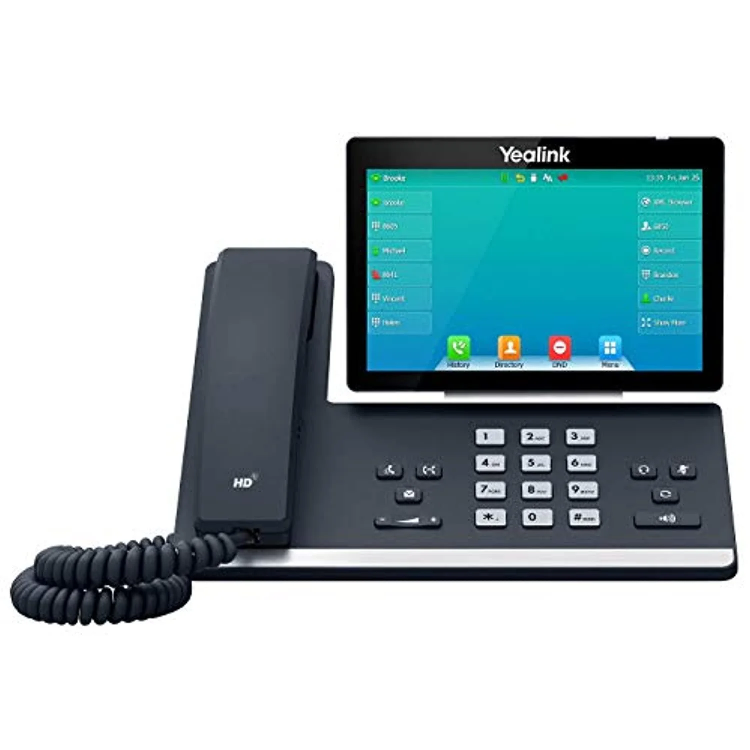 yealink t57w ip phone, 16 voip accounts. 7-inch adjustable color touch screen. usb 2.0, 802.11ac wi-fi, dual-port gigabit eth