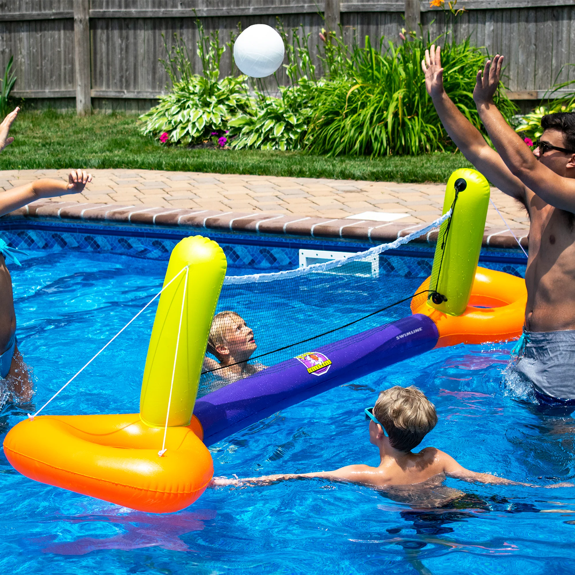 Swim Central Inflatable Orange and Yellow Splash Volleyball Game Pool Float, 11.5-Inch