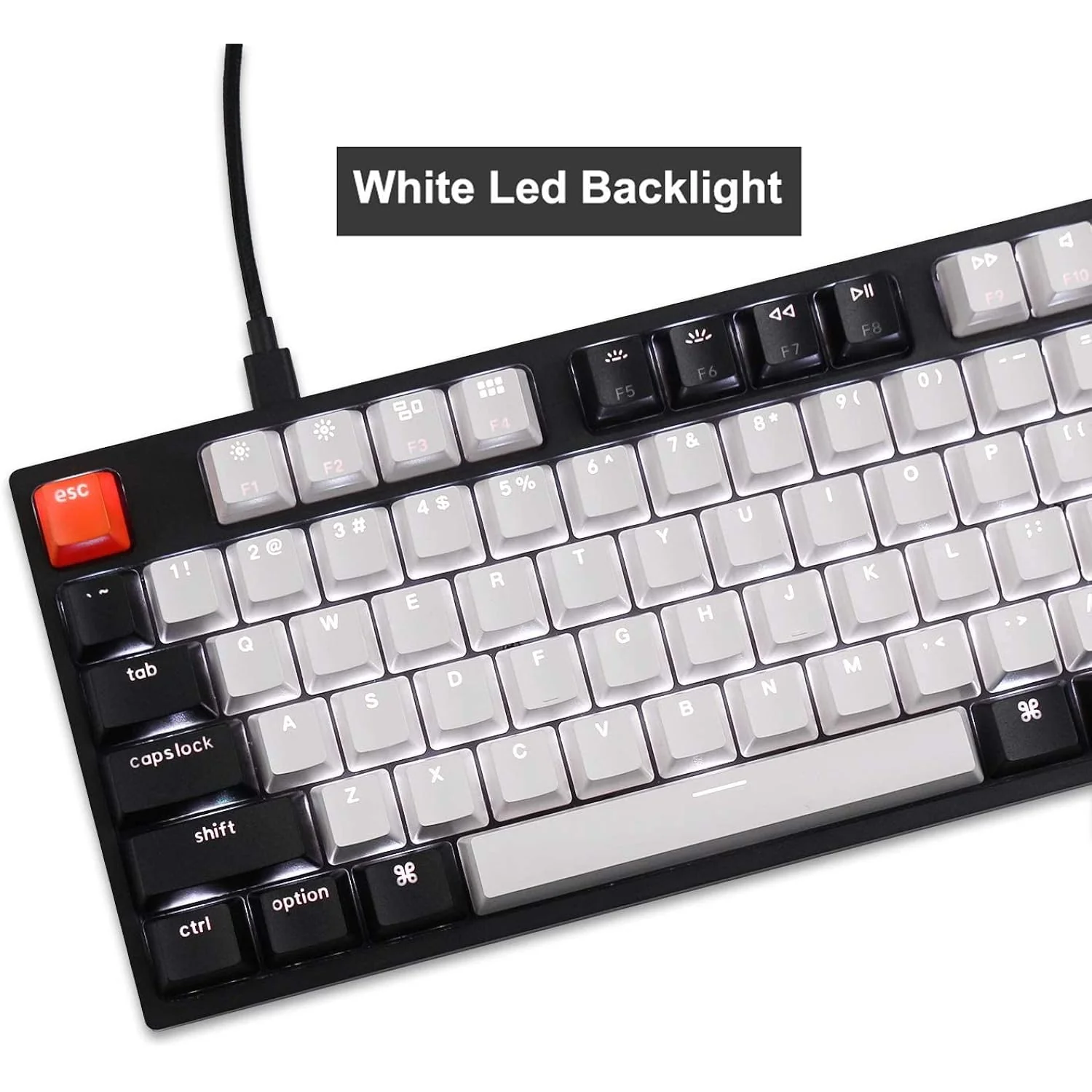 Zell Electronics Zell C1 87 Keys Wired Mechanical Keyboard For Mac Windows, 80% Layout Tenkeyless Gateron G Pro Red Switch White Led Backlit D…
