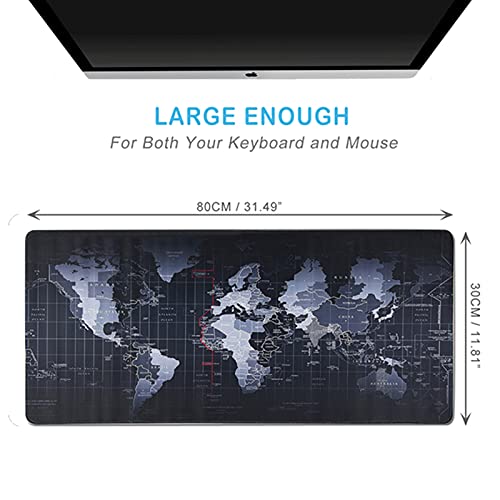 WeYingLe Extended XXL Gaming Mouse Pad - Portable Large Desk Pad - Non Slip Water Resistant Rubber Base, World Map , Gaming Mouse Pad Key