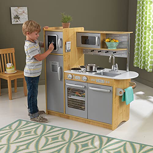 KidKraft Uptown Natural Wooden Play Kitchen with Play Phone, Chalkboard &a; Towel Rack, Gift for Ages 3+ 43.00 x 17.75 x 41.00 Inc