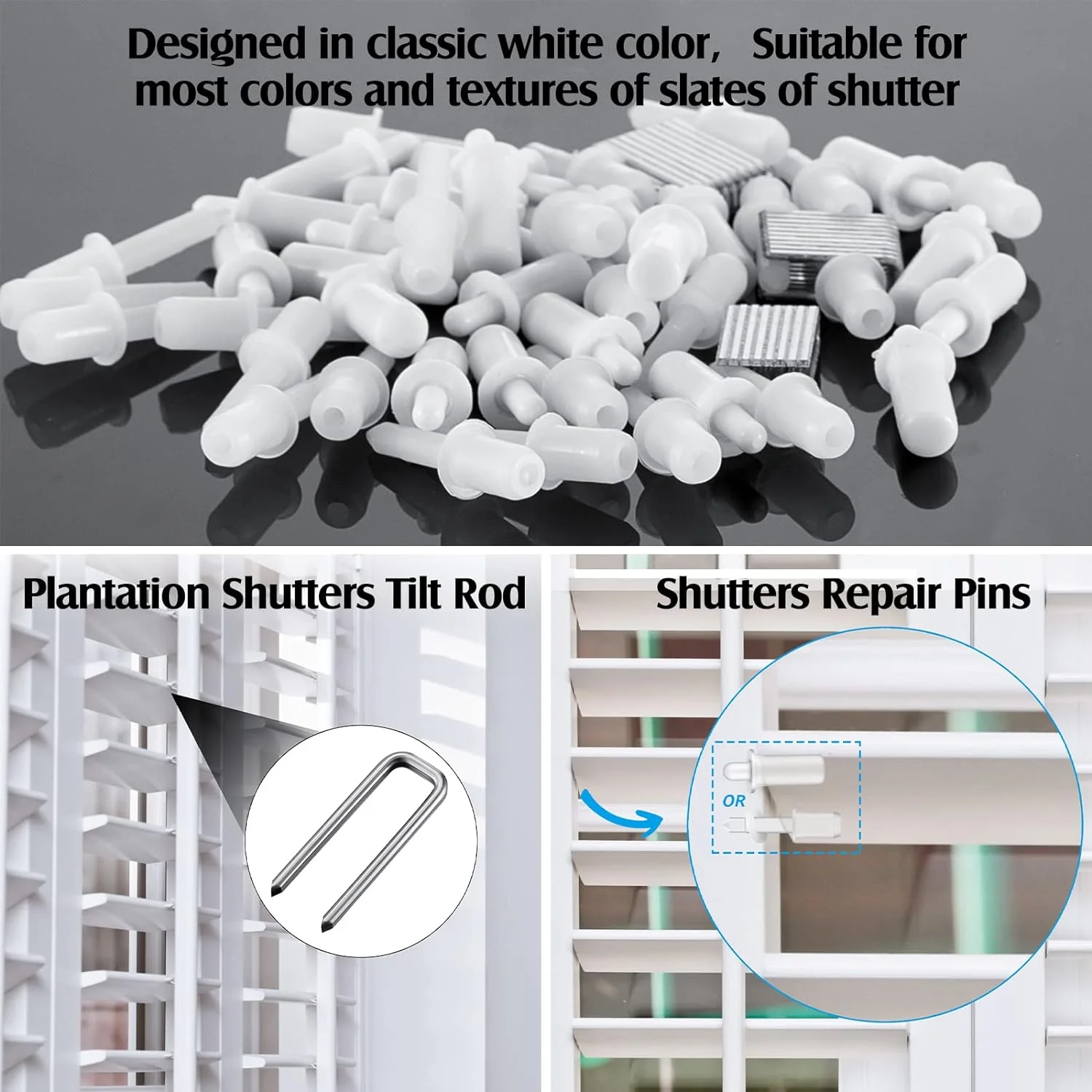 Jetec 125 Pieces Plantation Shutter Repair Kit Repair Plantation Shutters Tool Set Plantation Shutter Magnets Replacement Shutter Pin