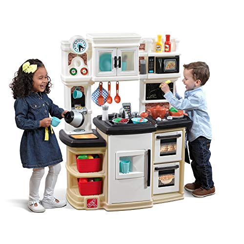 Step 2 Step2 Great Gourmet Kitchen | Durable Kids Kitchen Playset with Lights &a; Sounds | Tan Plastic Play Kitchen