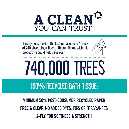 Seventh Generation Toilet Paper, Bath Tissue, 100% Recycled Paper, 12 Rolls (Pack of 4) (Packaging May Vary)