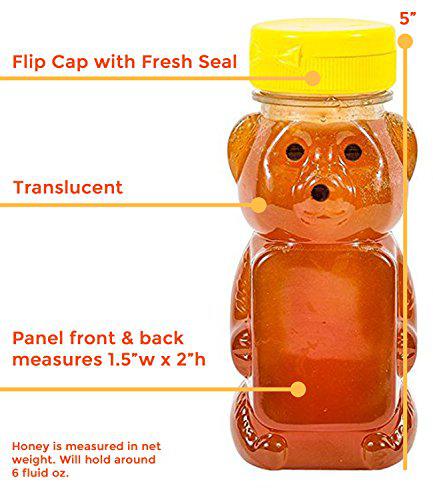 clearview containers 24 pack honey bear with flip top lid plastic squeeze bear 8 oz yellow caps