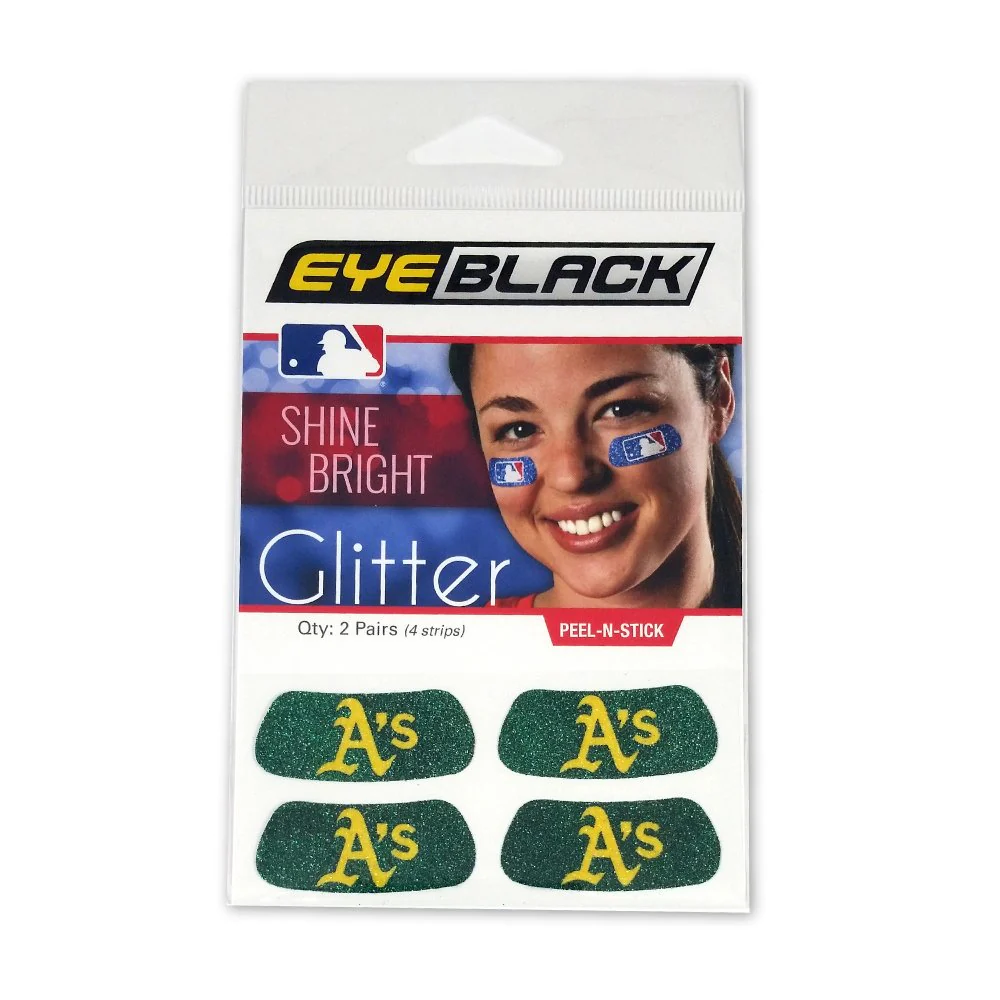 Generic EyeBlack Oakland Athletic MLB Glitter Eye Black Strips, Perfect for Game Day and Tailgate, 2 Pairs