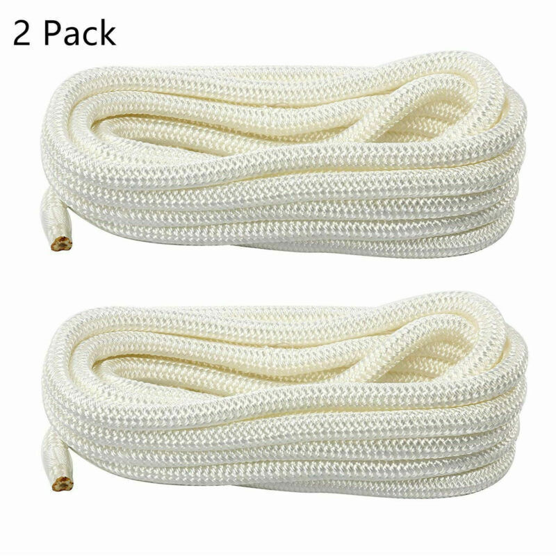 Amarine-made 2 Pack 1/2 Inch 25FT Double Braid Nylon Boat Dock Line Marine Mooring Rope White