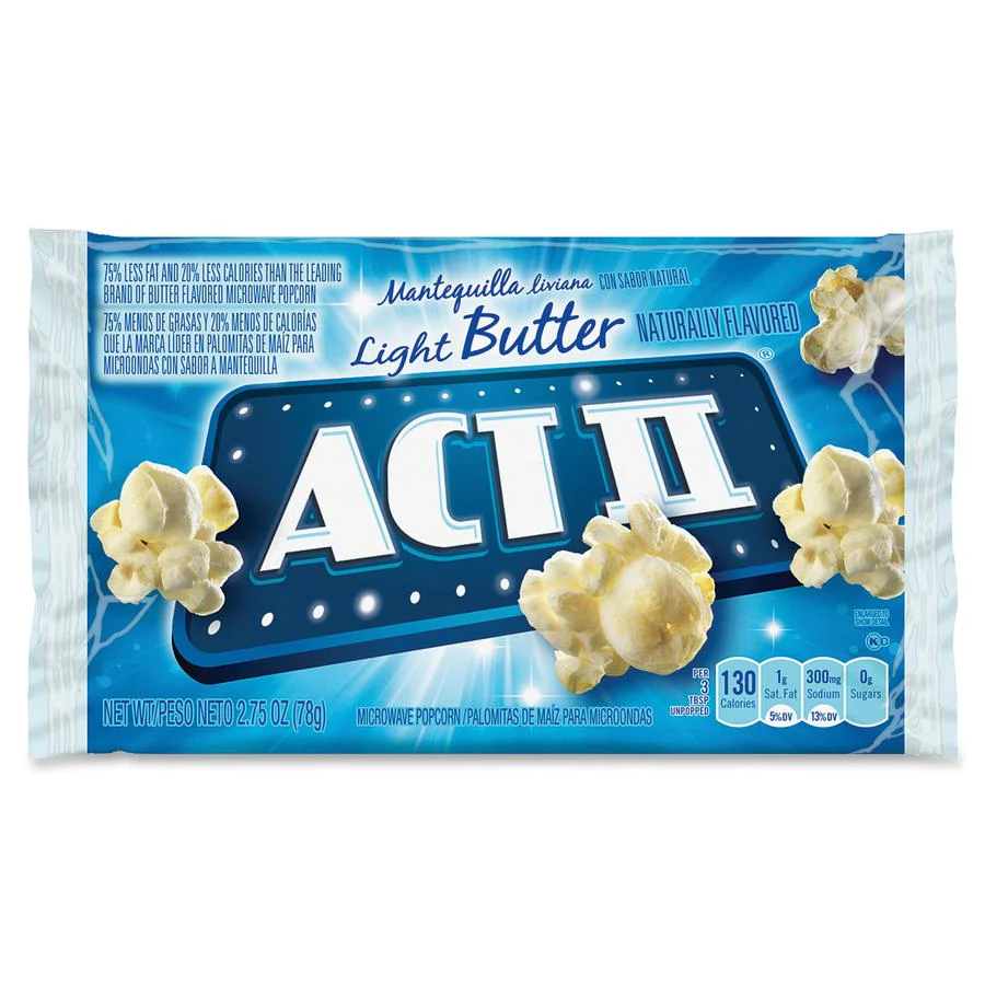 Act II Microwave Popcorn Bulk Box - Microwavable - Light Butter - 2.75 oz - 36 / Carton