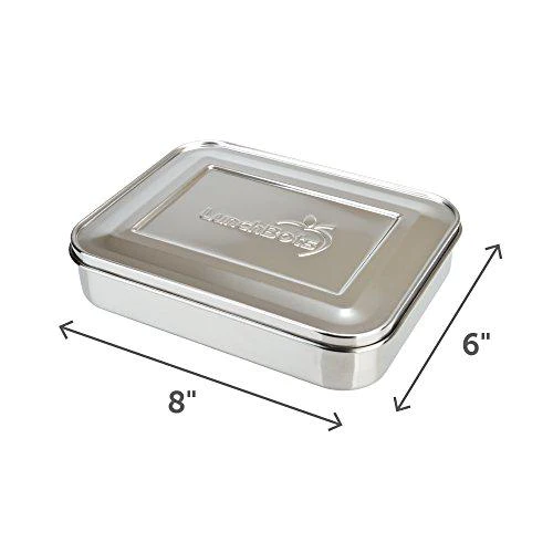 lunchbots large cinco stainless steel lunch container - five section design holds a variety of foods - metal bento box for ki