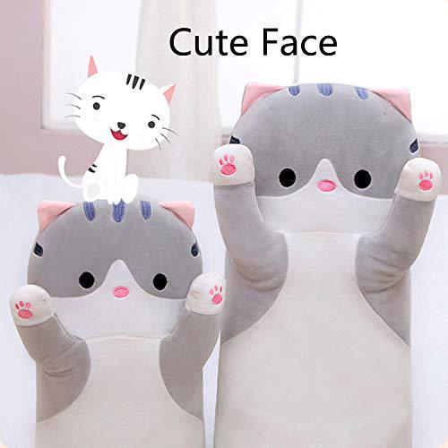 Somao giant cat pillow plush cartoon kitty sleeping hugging pillow, cuddly soft long kitten body pillow doll cat toy for kids girlf