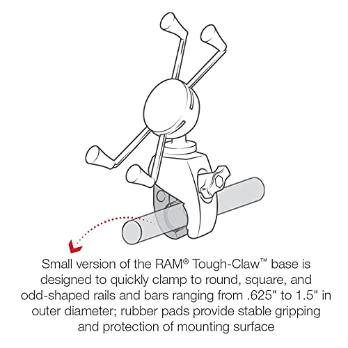 RAM Mounts X-Grip Large Phone Mount with RAM Snap-Link Tough-Claw RAM-HOL-UN10-400U for Motorcycle, ATV/UTV, Bike