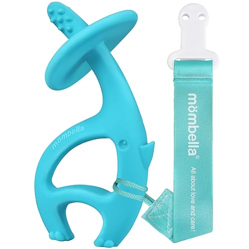 Mombella Baby Teething Toys for Babies 3-12 Months with Attachment to Clip, Mombella Elephant Baby Teether Toys 6 Month Old, Soft Silicon