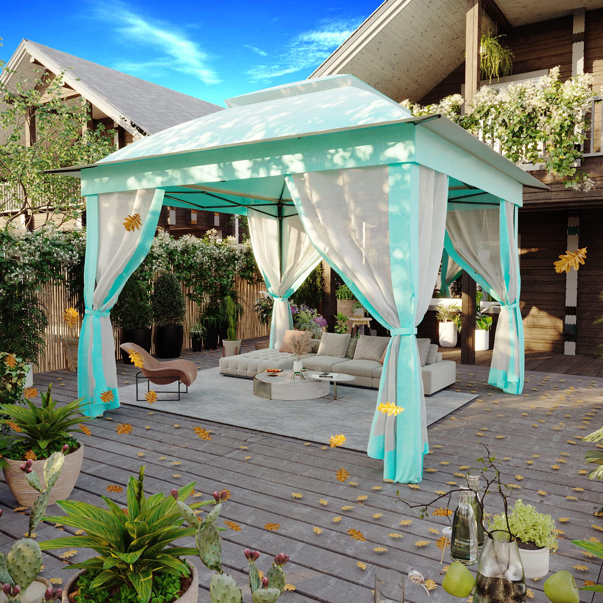 joyside 11&s;x11&s; pop up gazebo for patios gazebo canopy tent with sidewalls outdoor gazebo with mosquito netting pop up canopy