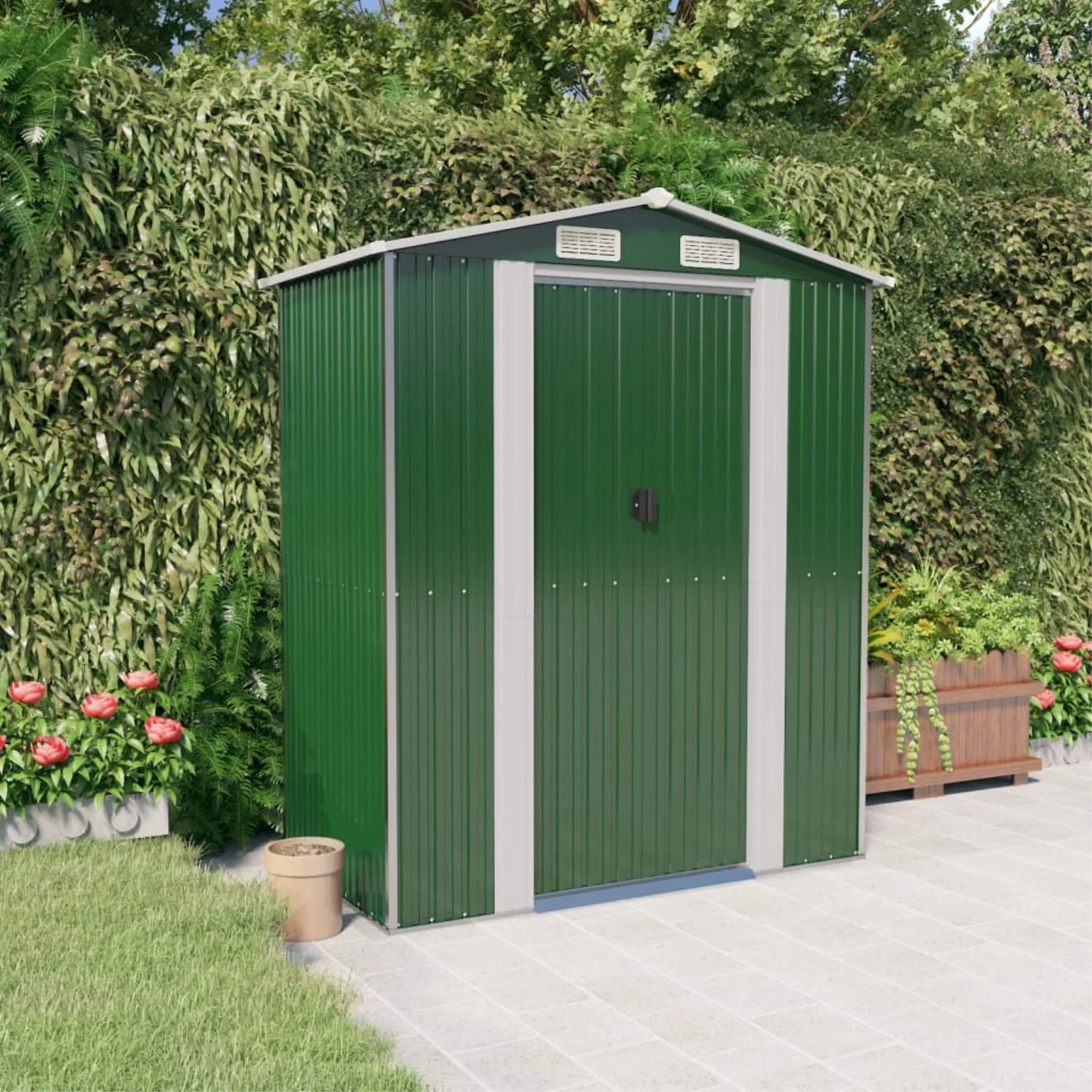 vidaXL Garden Shed Green 75.6