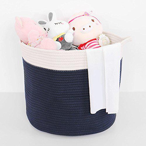 uxcell home accessories cotton rope storage basket with handles collapsible storage organizer for closet shelves bedroom offi