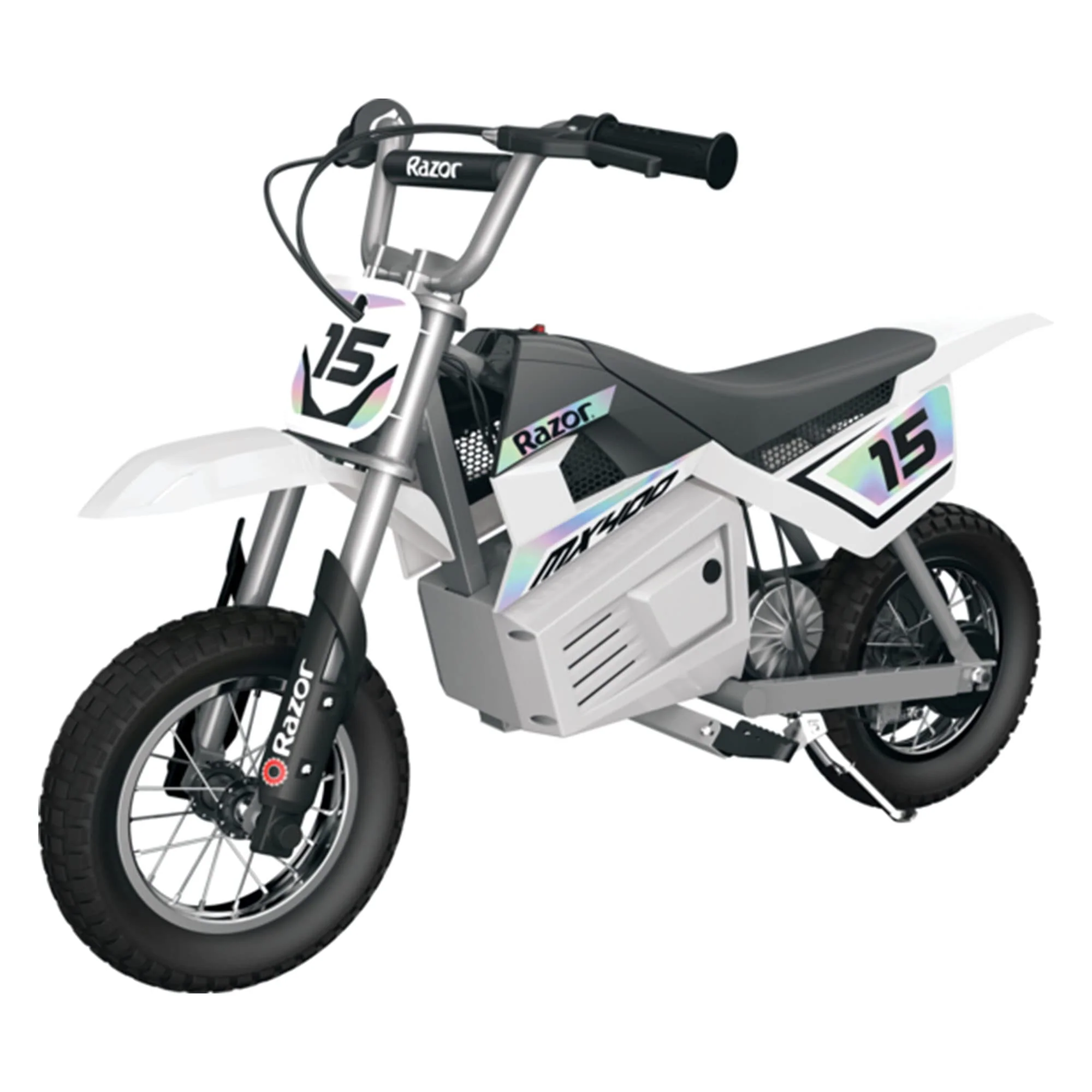 Razor&a;trade; Razor MX400 Dirt Rocket 24 Volts Motocross Electric Dirt Bike with Hand Operated Brakes, Retractable Kickstand, and Folding Meta