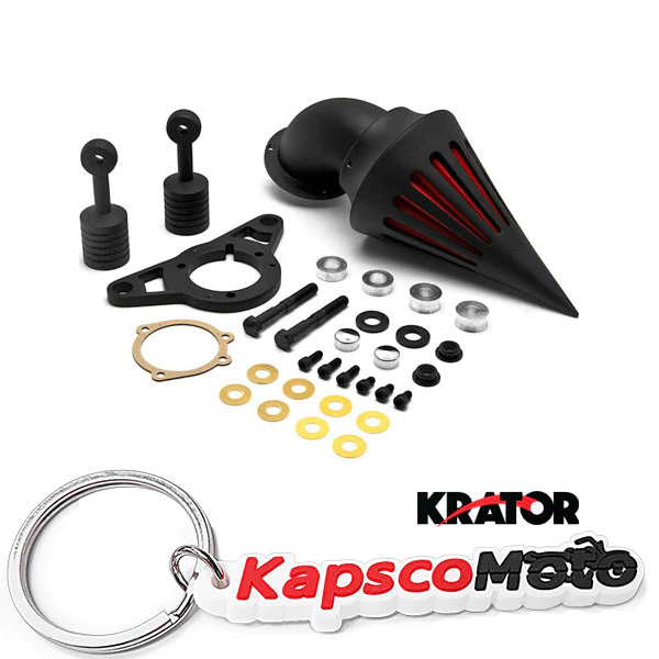 Krator Black Cone Spike Air Cleaner Kit Intake Filter Compatible with Harley Davidson Softail Night Train Fat Boy Dyna Super Glide Low