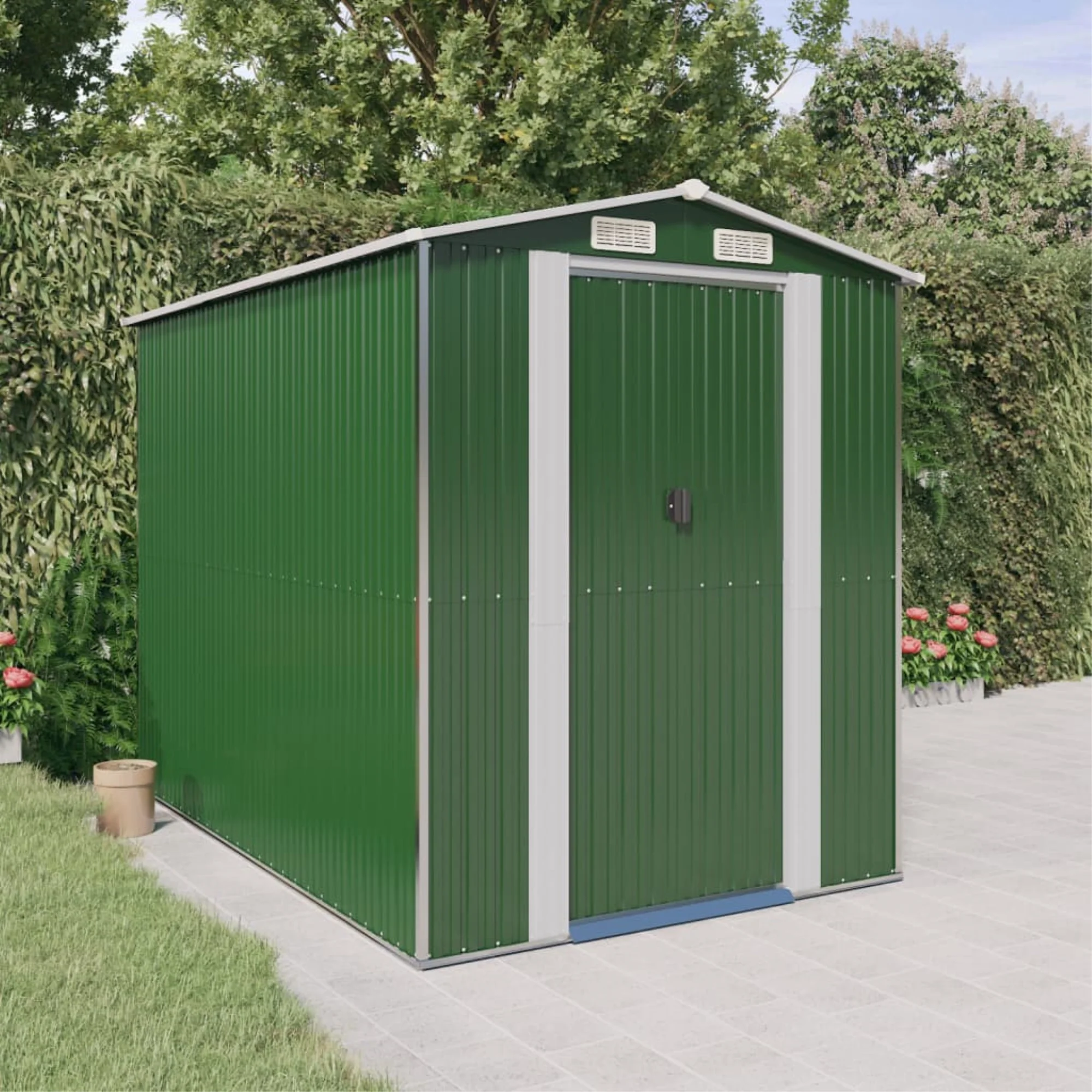vidaXL Garden Shed Green 75.6
