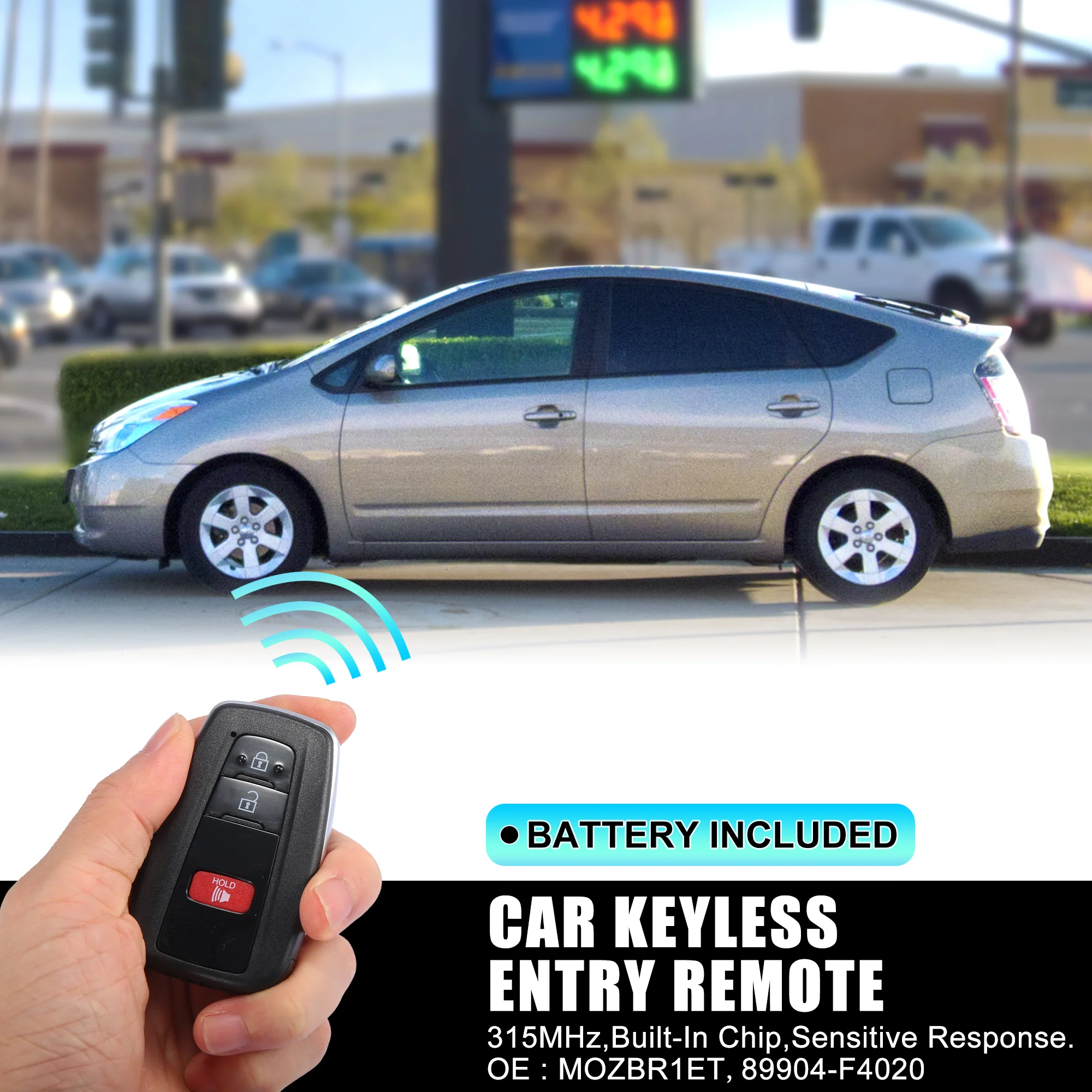 Unique Bargains Replacement Keyless Entry Remote Car Key Fob 314.3MHz MOZBR1ET for Toyota C-HR 2018 2019 2020 89904-F4020