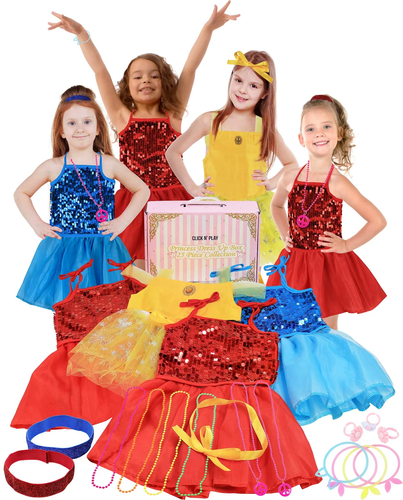 Click n&s; Play click N Play Princess Dress-Up clothes for Little girls, 25 Accessories Toddler Pretend Play, Little girl Toysgifts Princess Dre