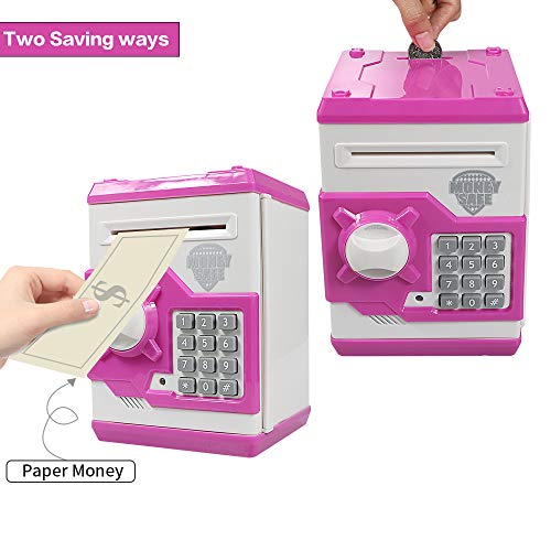 HUSAN Great Gift Toy for Kids Code Electronic Piggy Banks Mini ATM Electronic Coin Bank Box for Children Password Lock Case (Whi
