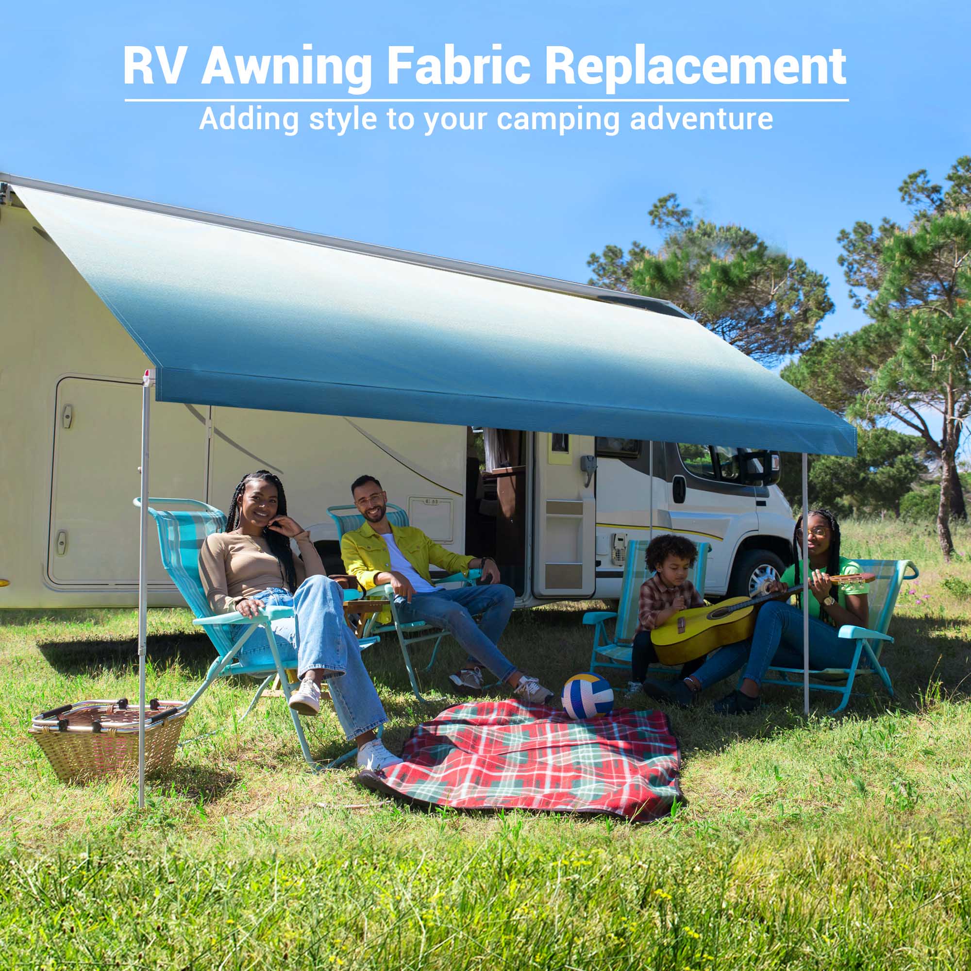 Yescom 8x16 Ft RV Awning Replacement Fabric Canopy Camper Trailer Block UV Outdoor
