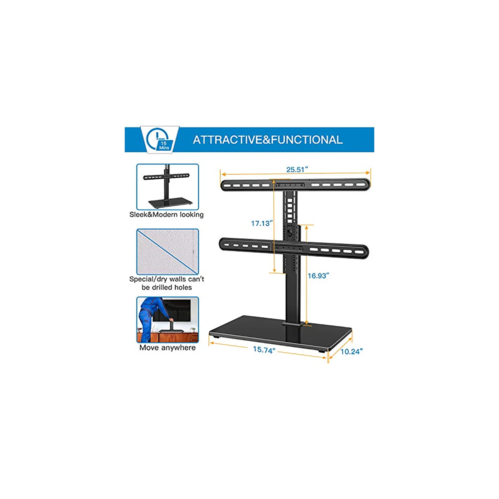 PERLESMITH PSTVS16 Universal Swivel Table Top for 37