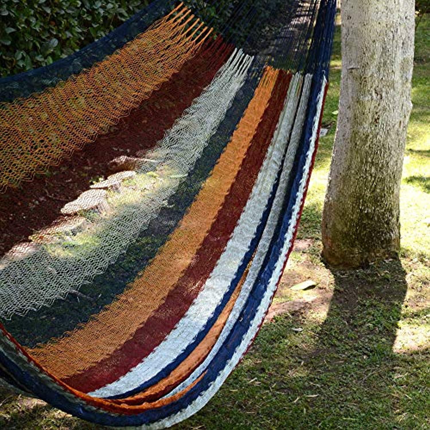 novica multicolor nylon mayan hammock &s;durango&s; (single) novica blue yellow white striped hand woven nylon mayan 1 person rope hammock with hanging accessories, durango&s; (single)