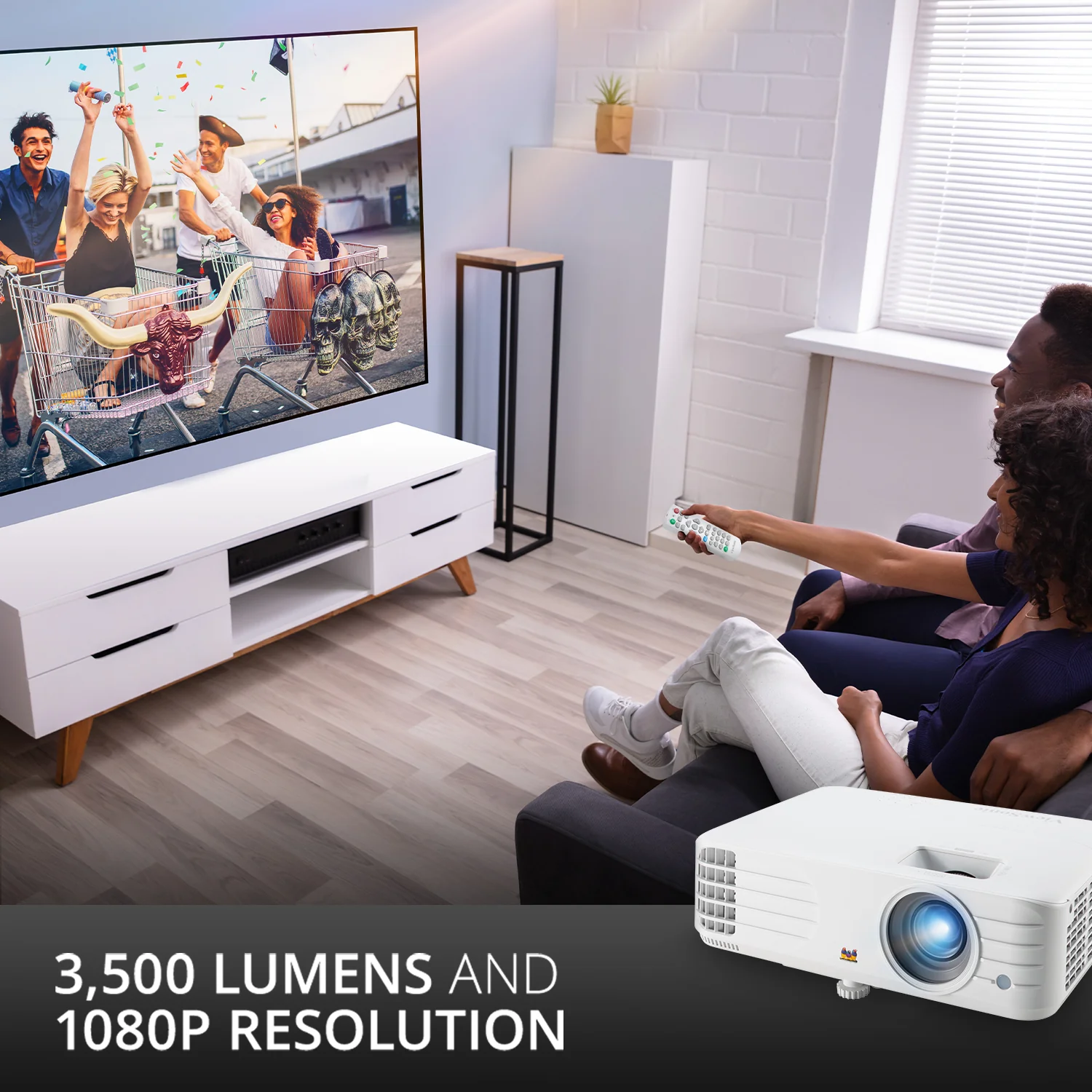 ViewSonic PX701HDH 1080p Projector, 3500 Lumens, SuperColor, Vertical Lens Shift, Dual HDMI, 10w Speaker, Enjoy Sports, Netflix