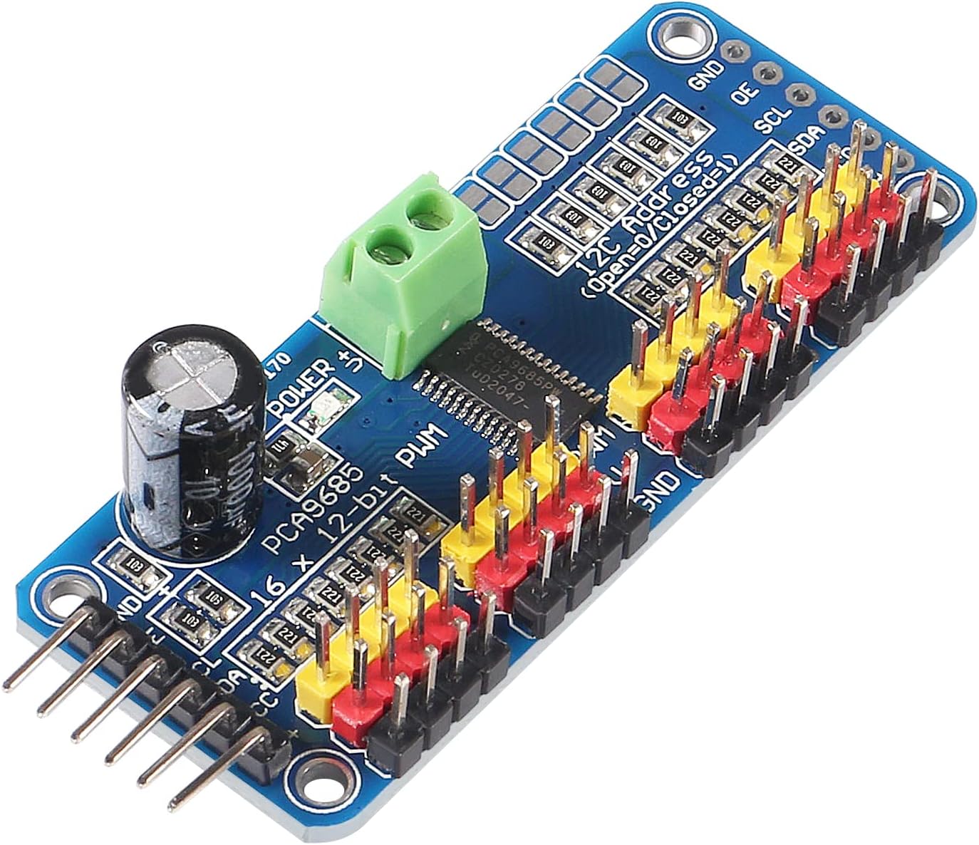 shutao 5Pcs PCA9685 16 Channel 12-bit PWM Servo Motor Driver Board I2C interface Controller PCA9685 module Raspberry Pi Shield Module
