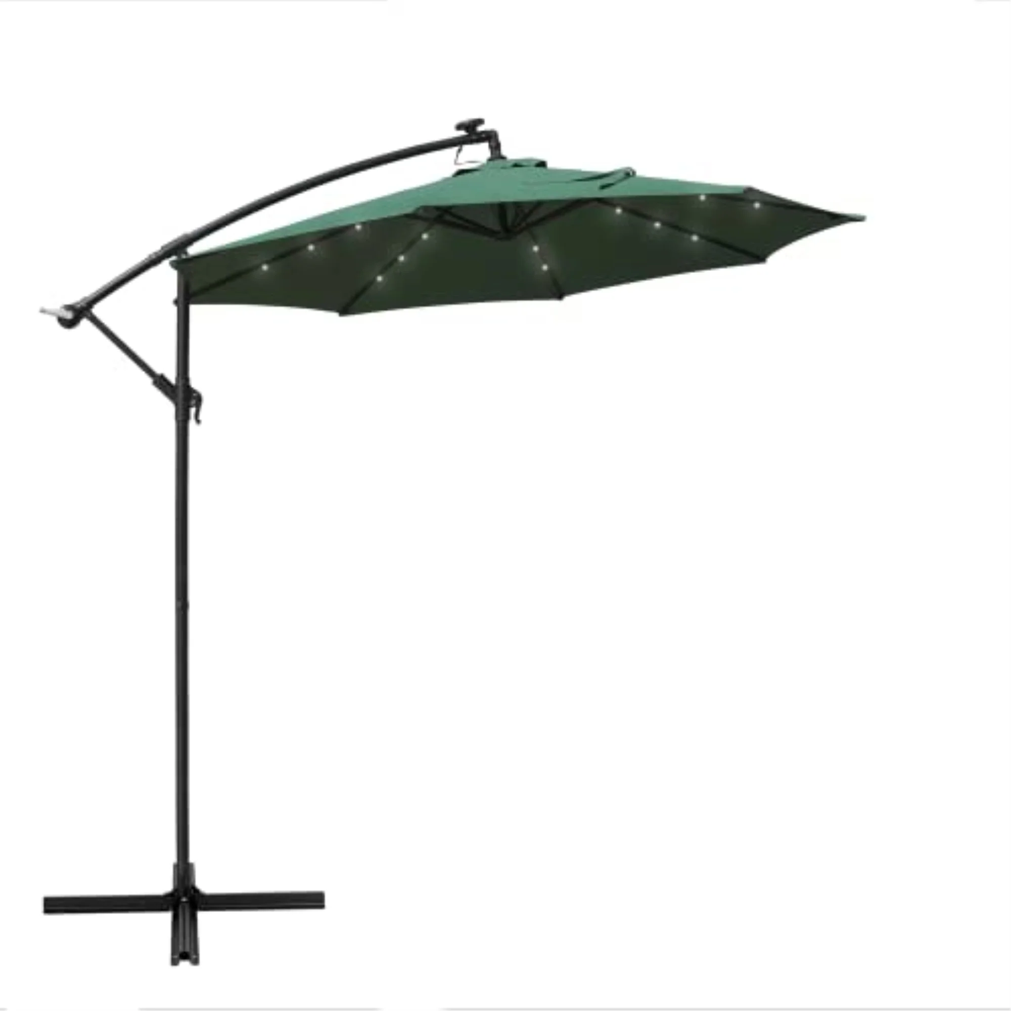 LeisureMod Willry Modern Outdoor 10 Ft Offset Cantilever Hanging Patio Umbrella With Solar Powered LED