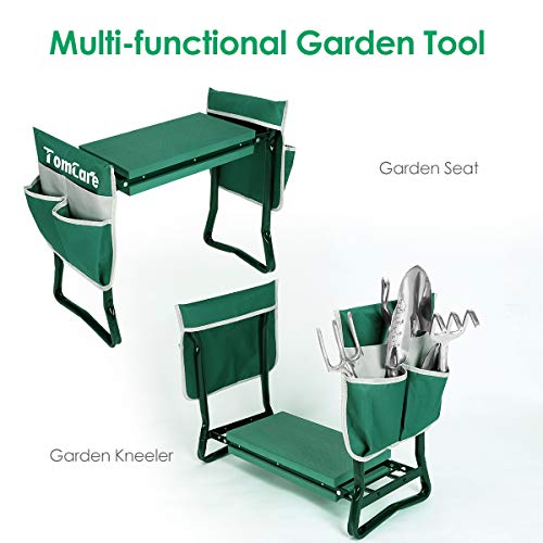 TomCare Upgraded Garden Kneeler Seat Widen Soft Kneeling Pad Garden Tools Stools Garden Bench with 2 Large Tool Pouches Outdoor