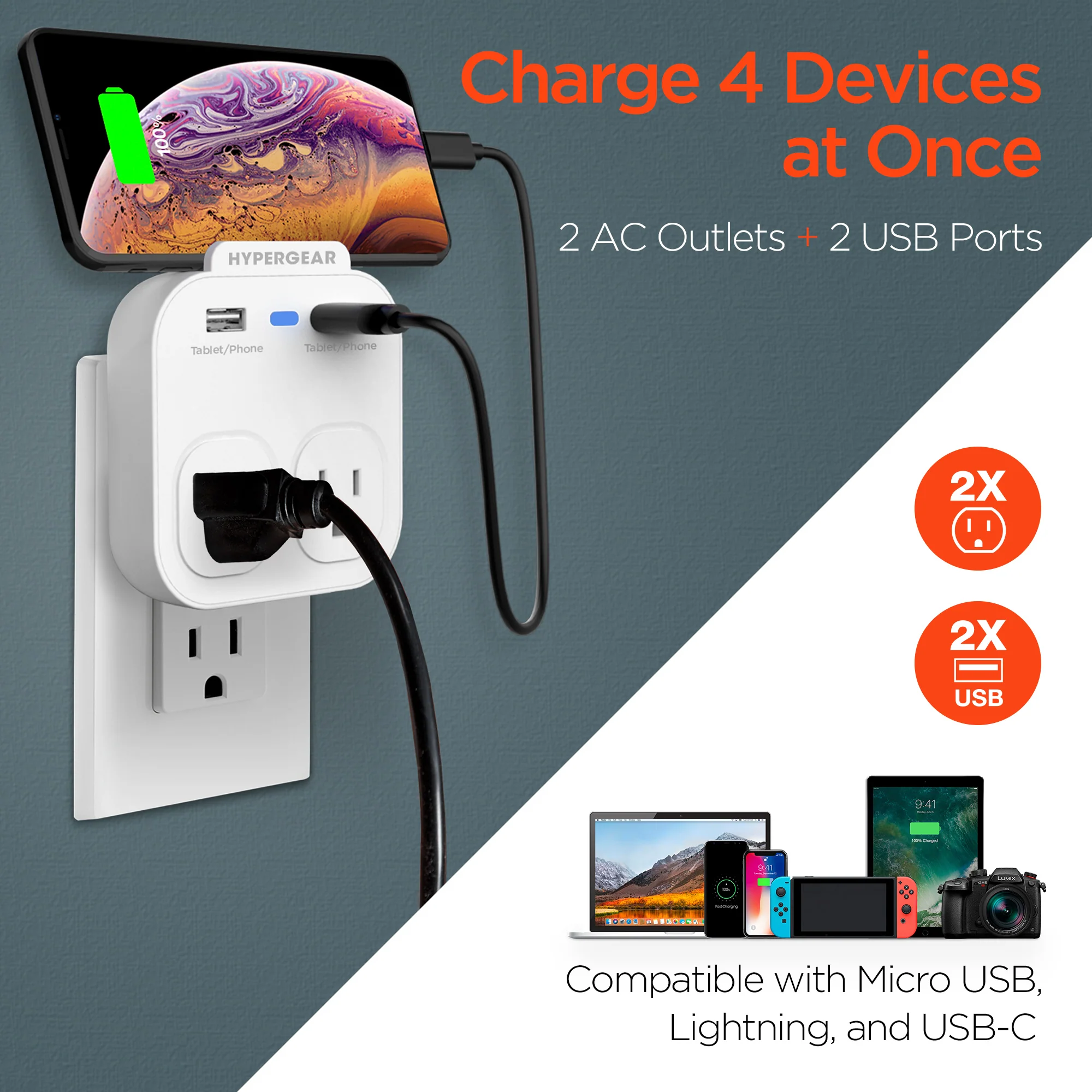 HyperGear Wall Adapter Power Strip