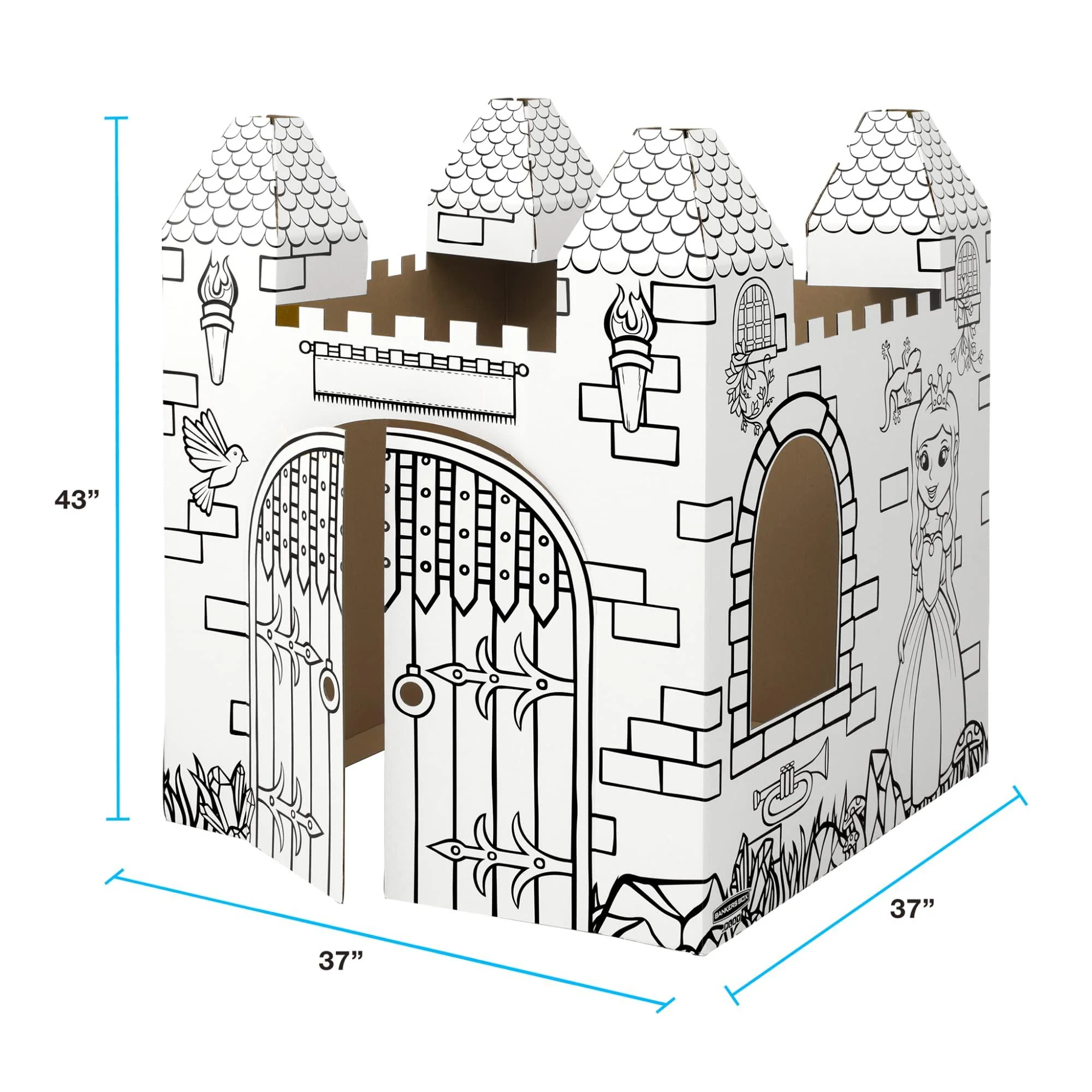 bankers box at play castle playhouse, cardboard playhouse and craft activity for kids