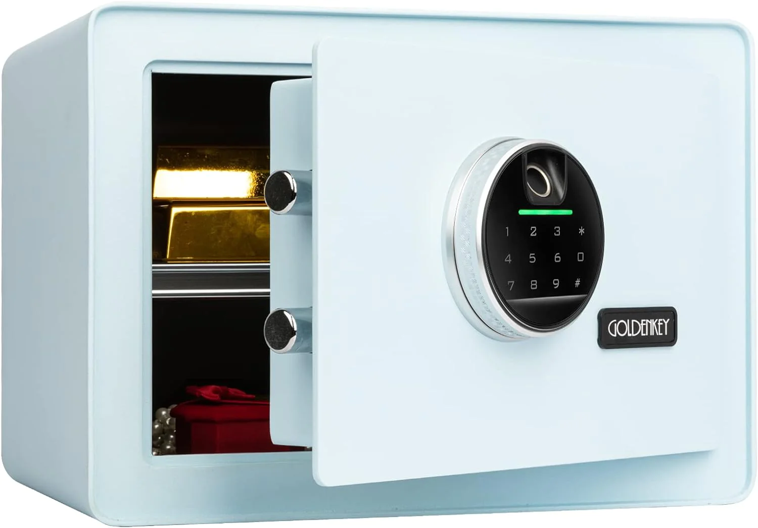 GOLDENKEY Digital Security Safe&a;#194;&a;#160;and Lock Box,Small Safe box for Money, Fingerprint Lock,Perfect for Home Office Hotel