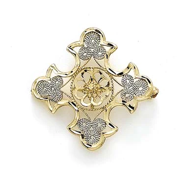 Jewelryweb 14k Two-Tone Fancy Cross Pin