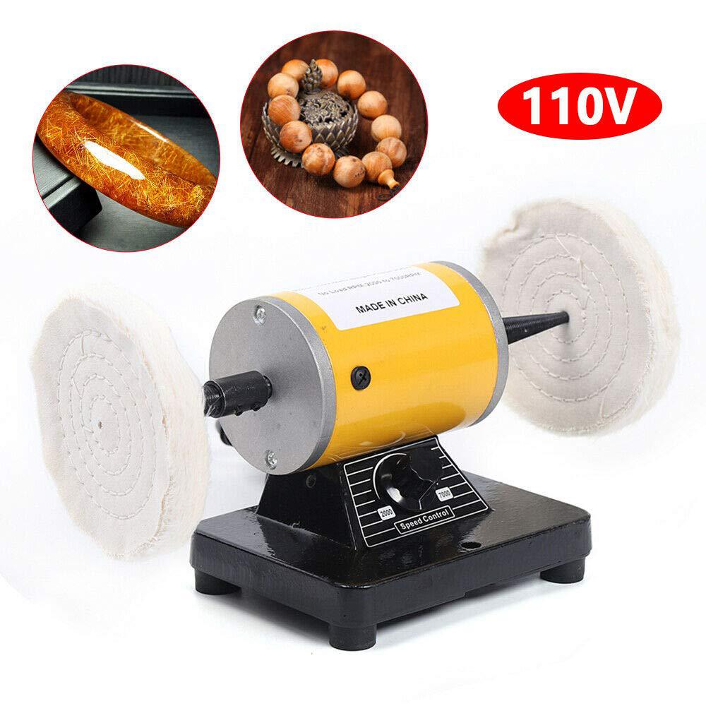 eapmic jewelry polishing buffing machine, mini benchtop gem jewelry rock polisher buffer variable speed bench lathe grinder 2