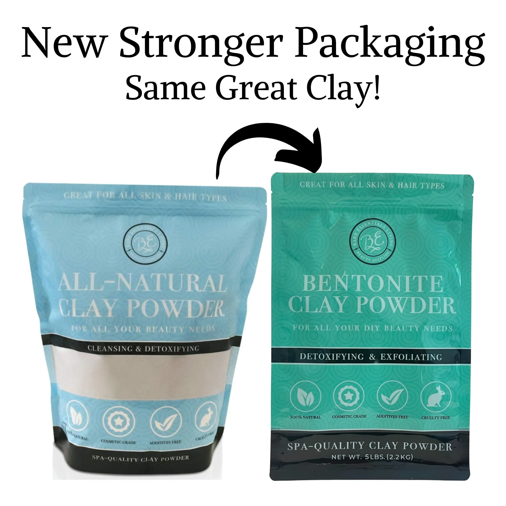 Bare Essentials Living Bentonite Clay Powder Bulk 5lb Pounds- Cosmetic for Face, Hair, Body, Mask, Mud Bath, DIY Soap Making, De