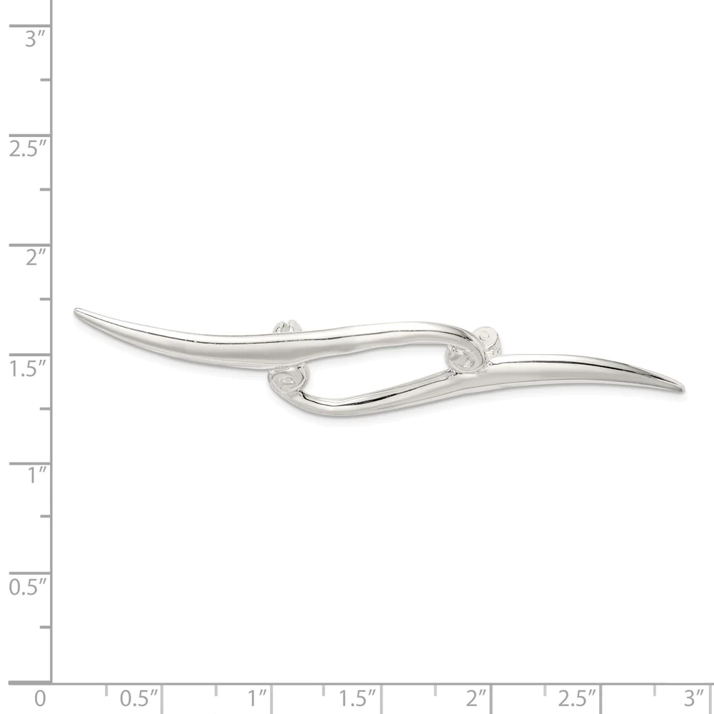Jewelryweb Sterling Silver Double Scroll Pin