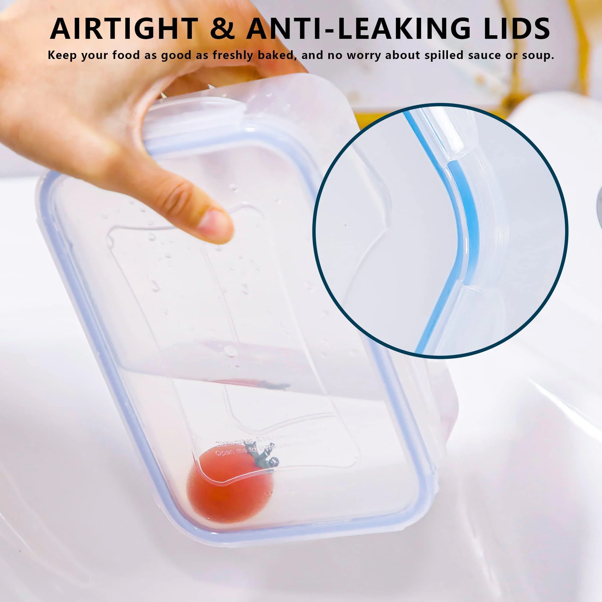 tiastar food storage containers 8 pcs, reusable plastic food containers with lids airtight, bpa free &a; 100% leak-proof, microwave &a; f