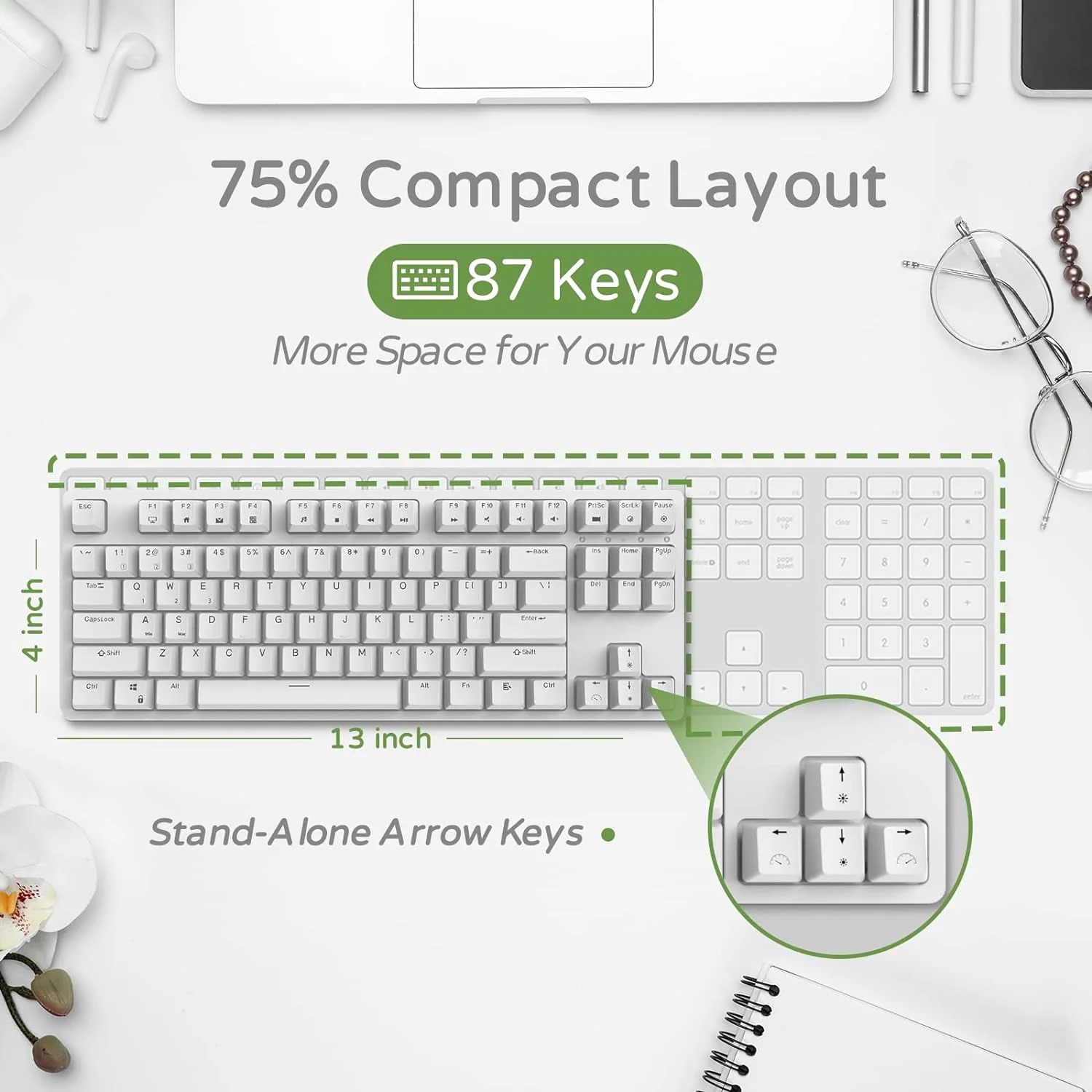 Zell Electronics Zell Wireless Mechanical Keyboard, 75% Tkl Hot Swappable Rgb Bluetooth Gaming Keyboard Triple Mode Bt5.1/2.4G/Usb-C With 2 De…