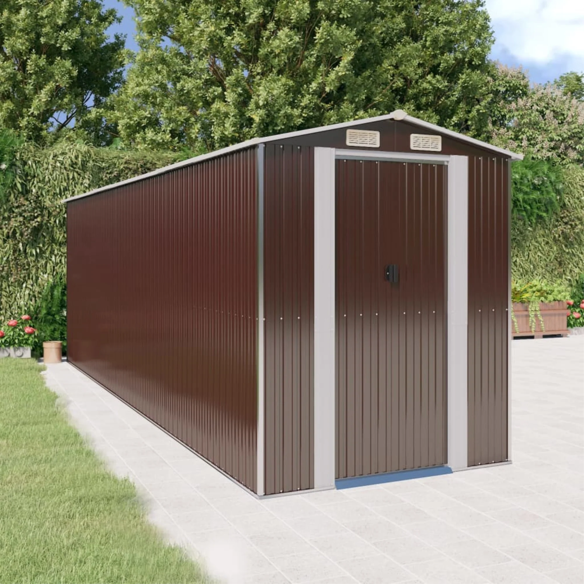 vidaXL Garden Shed Dark Brown 75.6